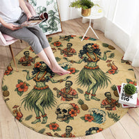 Hawaii Halloween Round Carpet Spooky Tropical Hula Zombie