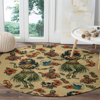Hawaii Halloween Round Carpet Spooky Tropical Hula Zombie