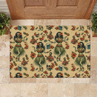 Hawaii Halloween Rubber Doormat Spooky Tropical Hula Zombie