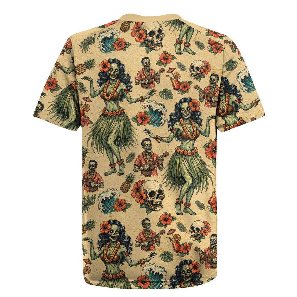 Hawaii Halloween Rugby Jersey Spooky Tropical Hula Zombie