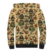 Hawaii Halloween Sherpa Hoodie Spooky Tropical Hula Zombie