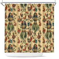 Hawaii Halloween Shower Curtain Spooky Tropical Hula Zombie