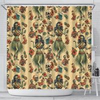 Hawaii Halloween Shower Curtain Spooky Tropical Hula Zombie