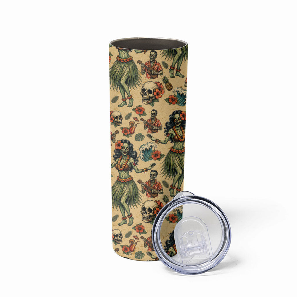 Hawaii Halloween Skinny Tumbler Spooky Tropical Hula Zombie