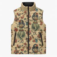 Hawaii Halloween Sleeveless Puffer Jacket Spooky Tropical Hula Zombie