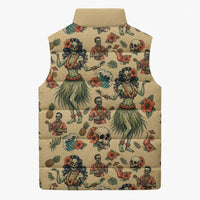 Hawaii Halloween Sleeveless Puffer Jacket Spooky Tropical Hula Zombie