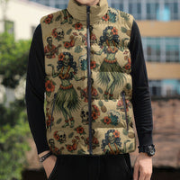 Hawaii Halloween Sleeveless Puffer Jacket Spooky Tropical Hula Zombie