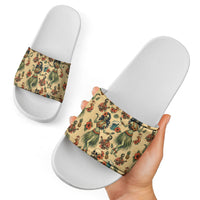 Hawaii Halloween Slide Sandals Spooky Tropical Hula Zombie