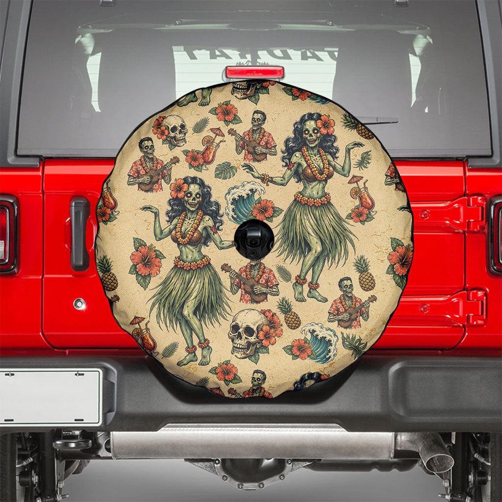 Hawaii Halloween Spare Tire Cover Spooky Tropical Hula Zombie