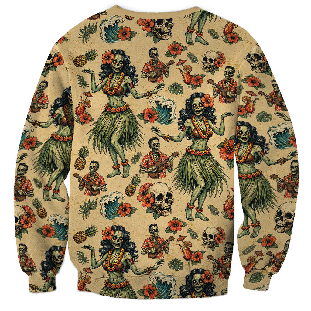 Hawaii Halloween Sweatshirt Spooky Tropical Hula Zombie