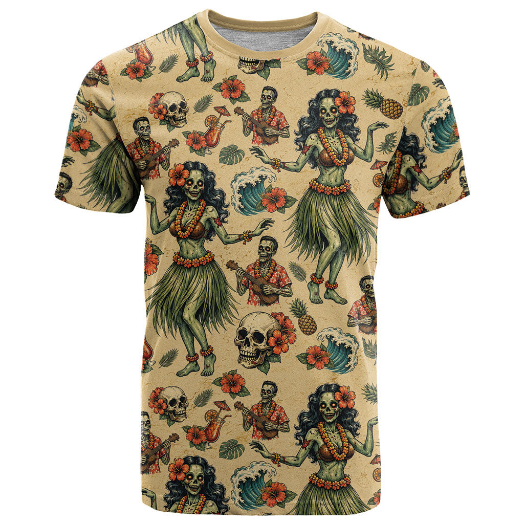 Hawaii Halloween T Shirt Spooky Tropical Hula Zombie