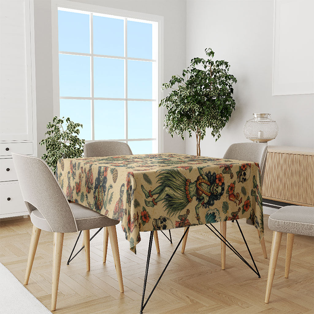 Hawaii Halloween Tablecloth Spooky Tropical Hula Zombie