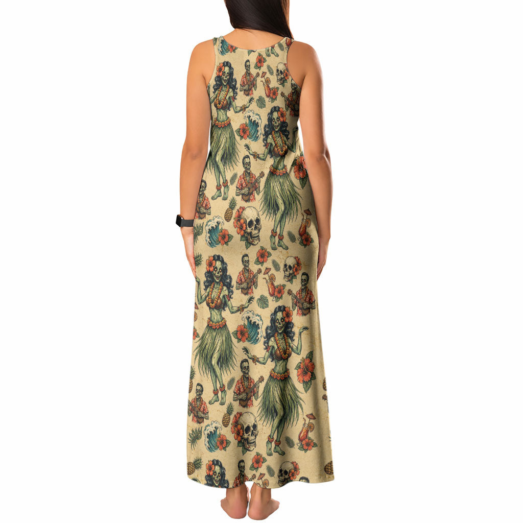 Hawaii Halloween Tank Maxi Dress Spooky Tropical Hula Zombie
