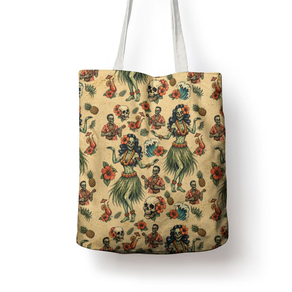 Hawaii Halloween Tote Bag Spooky Tropical Hula Zombie