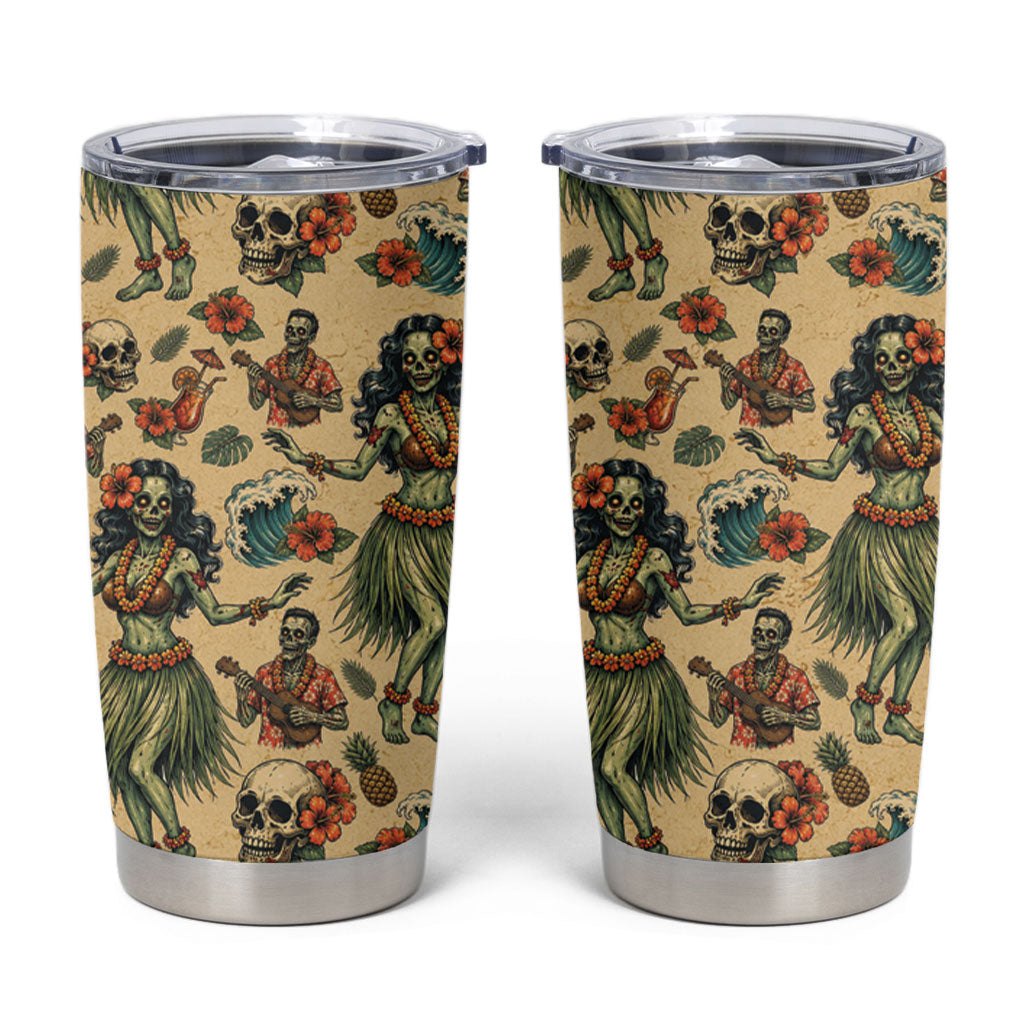 Hawaii Halloween Tumbler Cup Spooky Tropical Hula Zombie