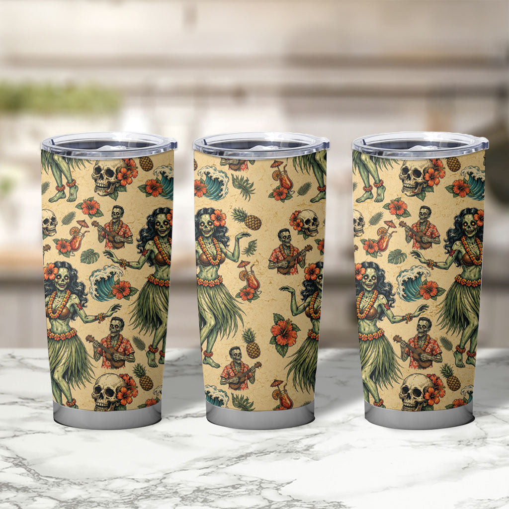 Hawaii Halloween Tumbler Cup Spooky Tropical Hula Zombie