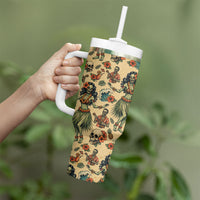 Hawaii Halloween Tumbler With Handle Spooky Tropical Hula Zombie