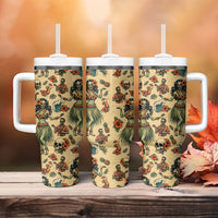 Hawaii Halloween Tumbler With Handle Spooky Tropical Hula Zombie