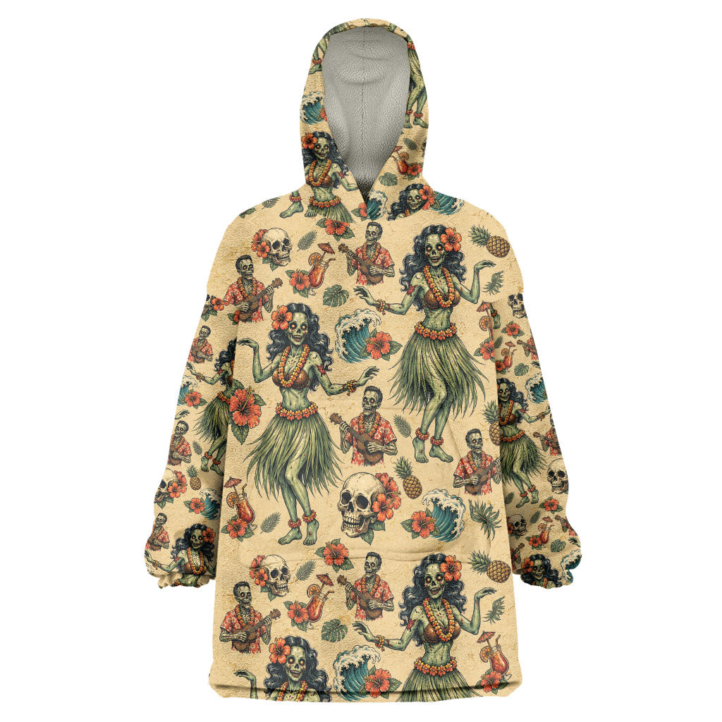 Hawaii Halloween Wearable Blanket Hoodie Spooky Tropical Hula Zombie
