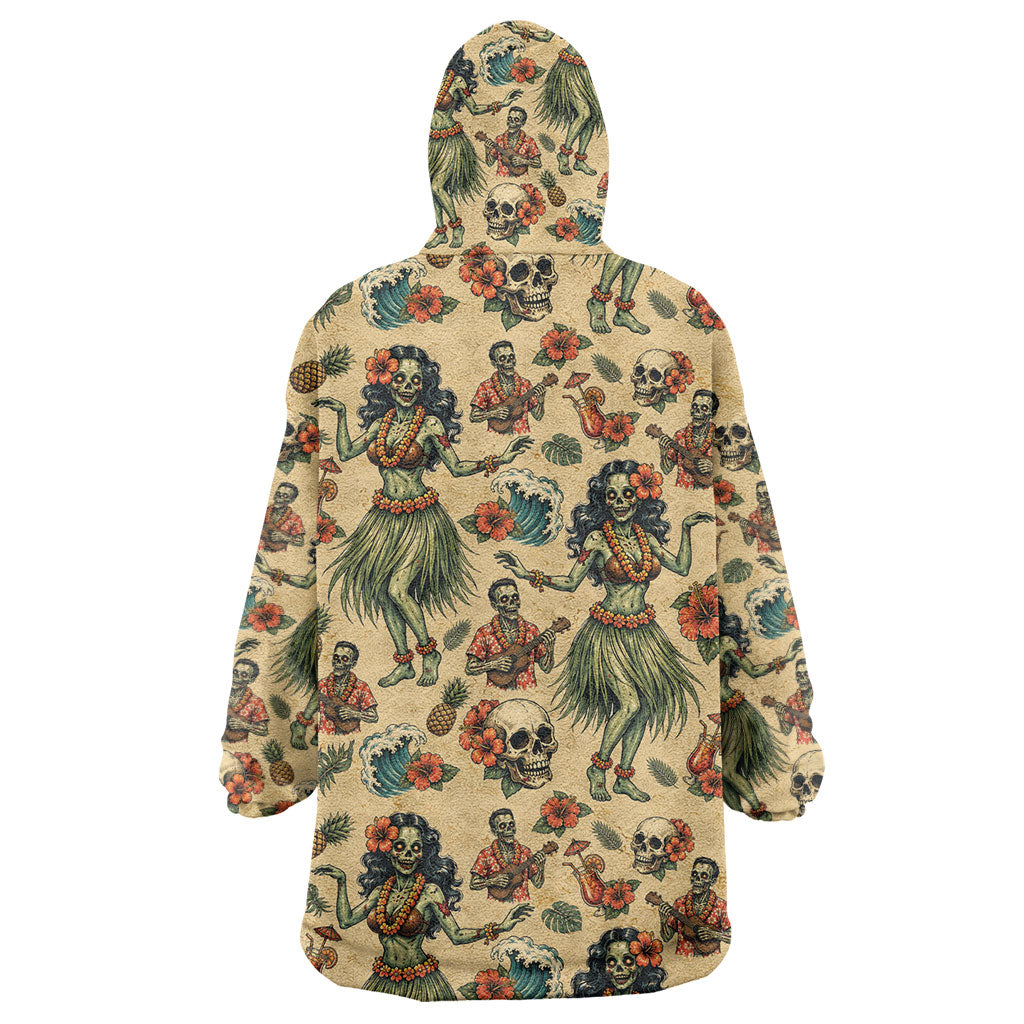 Hawaii Halloween Wearable Blanket Hoodie Spooky Tropical Hula Zombie