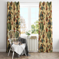 Hawaii Halloween Window Curtain Spooky Tropical Hula Zombie