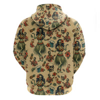 Hawaii Halloween Zip Hoodie Spooky Tropical Hula Zombie
