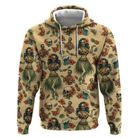 Hawaii Halloween Zip Hoodie Spooky Tropical Hula Zombie