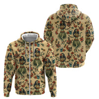 Hawaii Halloween Zip Hoodie Spooky Tropical Hula Zombie
