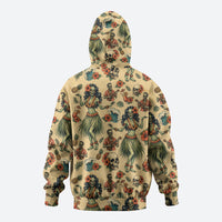 Hawaii Halloween Zip Hoodie Spooky Tropical Hula Zombie