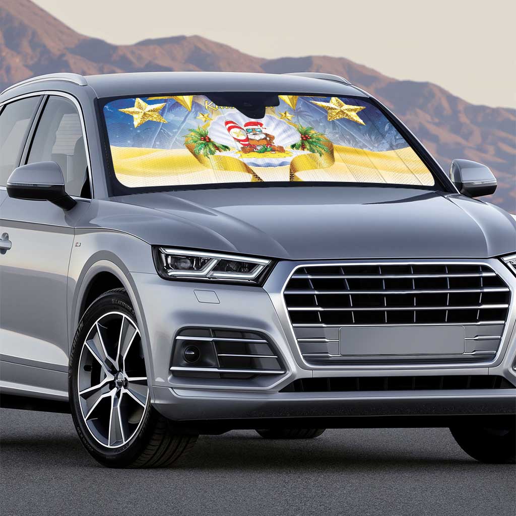 Niue Christmas Auto Sun Shade Seashell Santa Beach Vibes - Polynesian Pride