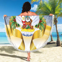 Niue Christmas Beach Blanket Seashell Santa Beach Vibes - Polynesian Pride