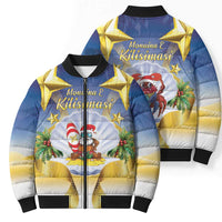 Niue Christmas Bomber Puffer Jacket Seashell Santa Beach Vibes - Polynesian Pride