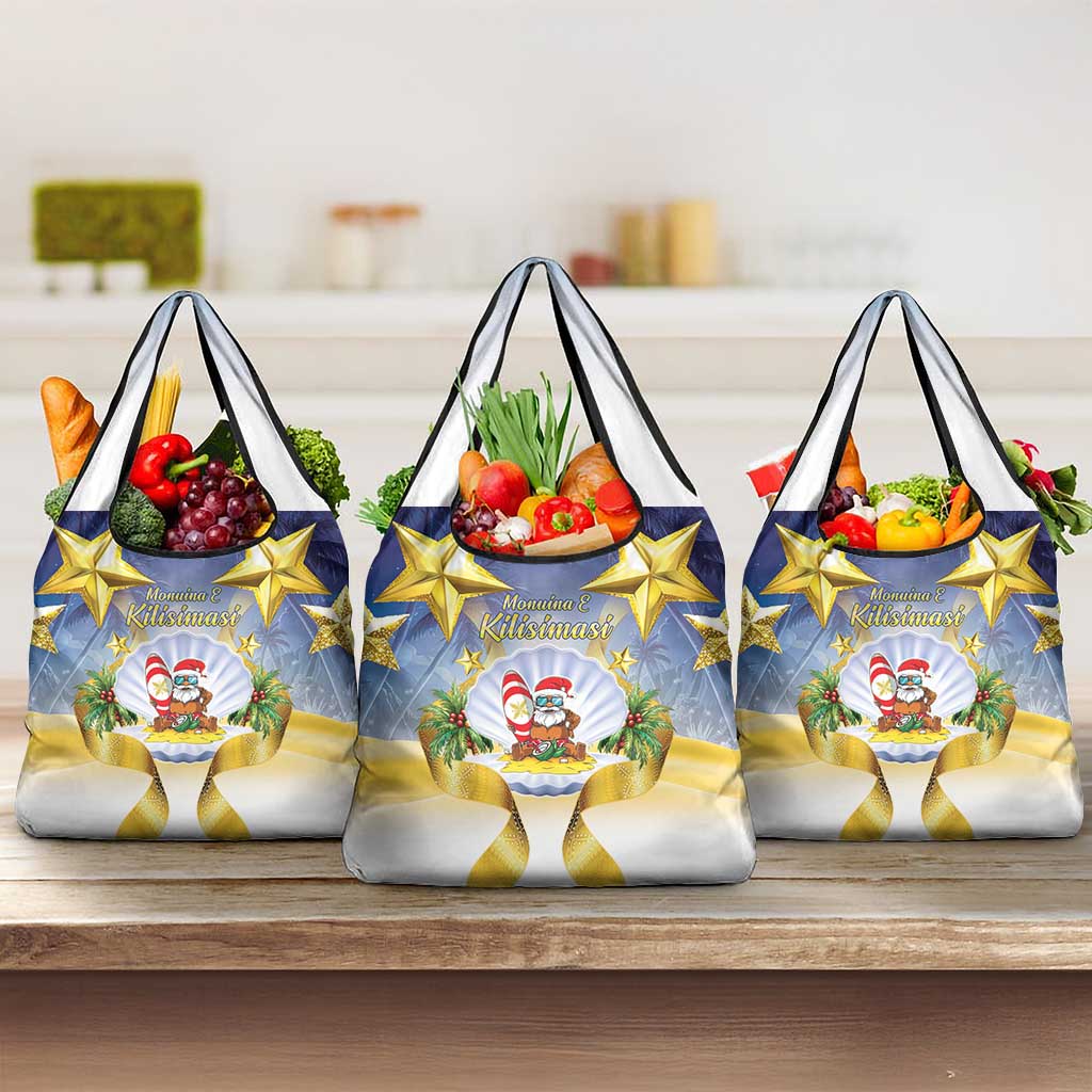Niue Christmas Grocery Bag Seashell Santa Beach Vibes - Polynesian Pride