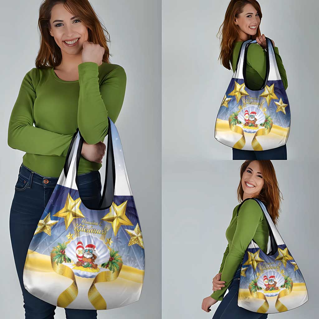 Niue Christmas Grocery Bag Seashell Santa Beach Vibes - Polynesian Pride