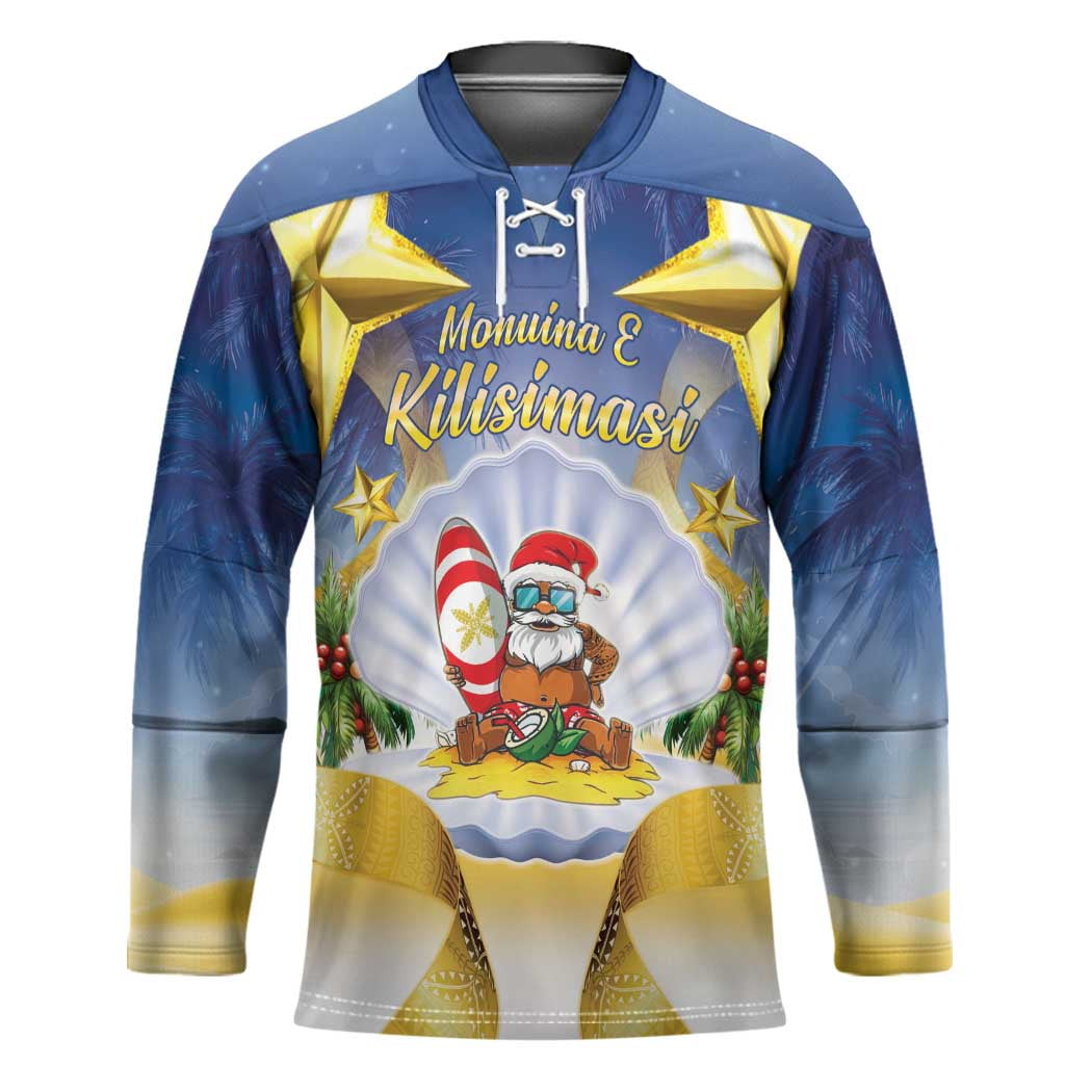Niue Christmas Hockey Jersey Seashell Santa Beach Vibes - Polynesian Pride