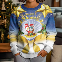 Niue Christmas Kid Ugly Christmas Sweater Seashell Santa Beach Vibes - Polynesian Pride