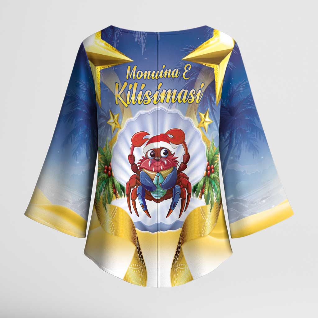 Niue Christmas Kimono Sleeve Blouse Seashell Santa Beach Vibes - Polynesian Pride