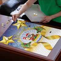 Niue Christmas Puzzle Seashell Santa Beach Vibes - Polynesian Pride