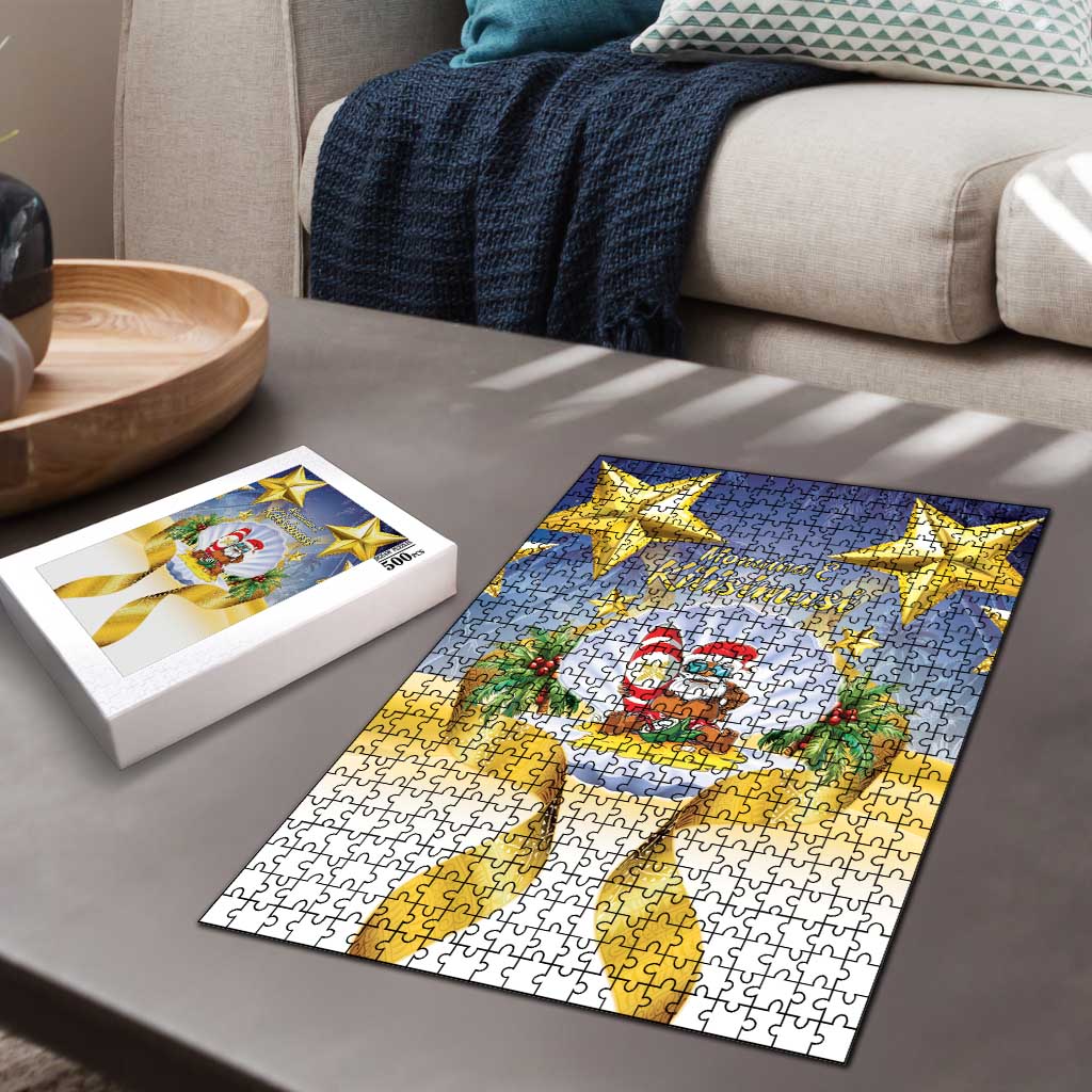 Niue Christmas Puzzle Seashell Santa Beach Vibes - Polynesian Pride