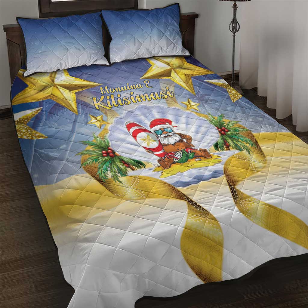 Niue Christmas Quilt Bed Set Seashell Santa Beach Vibes - Polynesian Pride