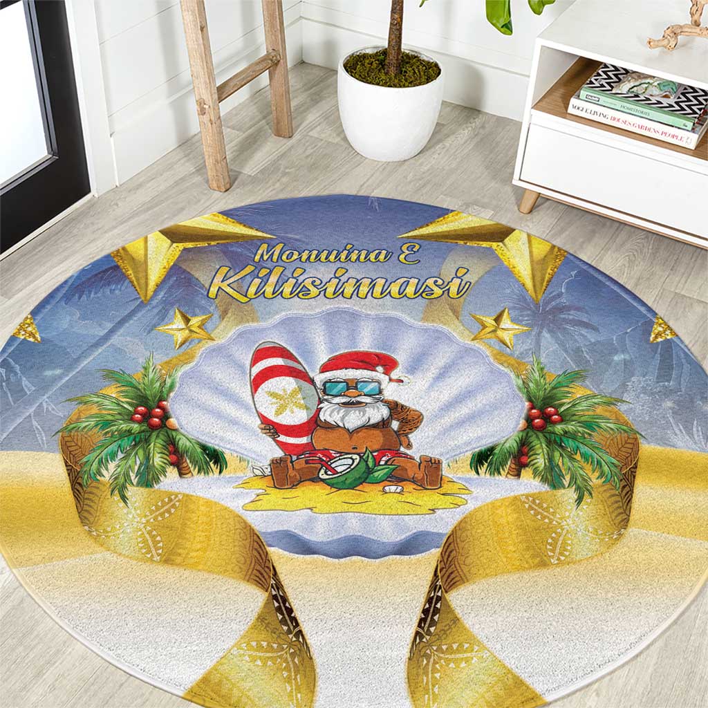 Niue Christmas Round Carpet Seashell Santa Beach Vibes - Polynesian Pride