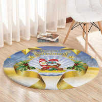 Niue Christmas Round Carpet Seashell Santa Beach Vibes - Polynesian Pride