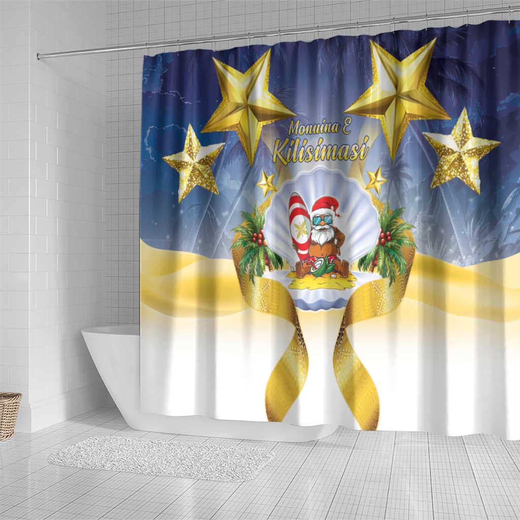 Niue Christmas Shower Curtain Seashell Santa Beach Vibes - Polynesian Pride