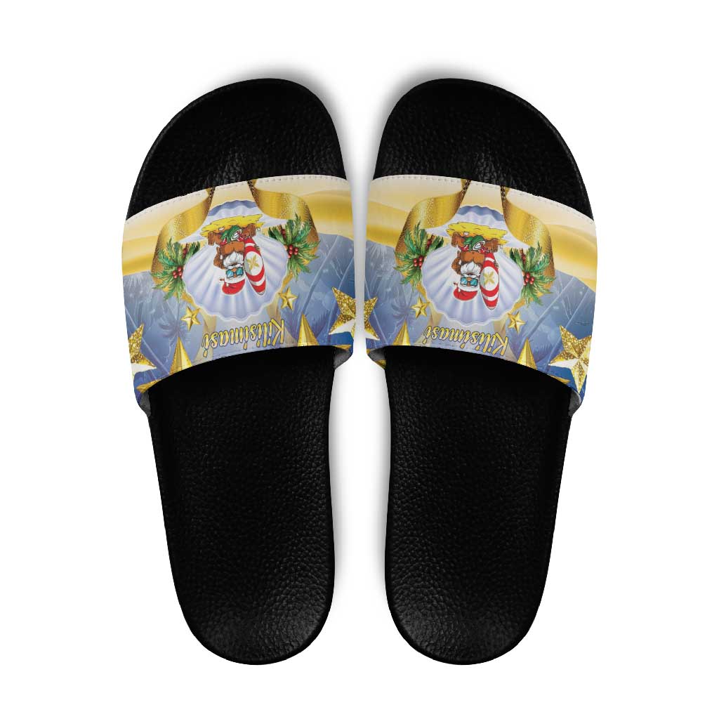 Niue Christmas Slide Sandals Seashell Santa Beach Vibes - Polynesian Pride