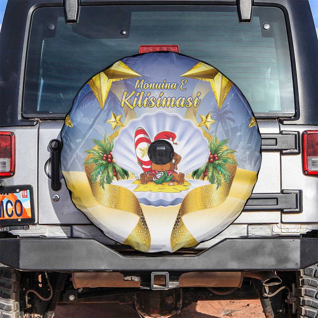 Niue Christmas Spare Tire Cover Seashell Santa Beach Vibes - Polynesian Pride