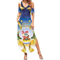 Niue Christmas Summer Maxi Dress Seashell Santa Beach Vibes - Polynesian Pride
