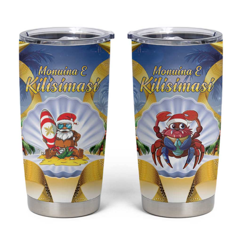 Niue Christmas Tumbler Cup Seashell Santa Beach Vibes - Polynesian Pride