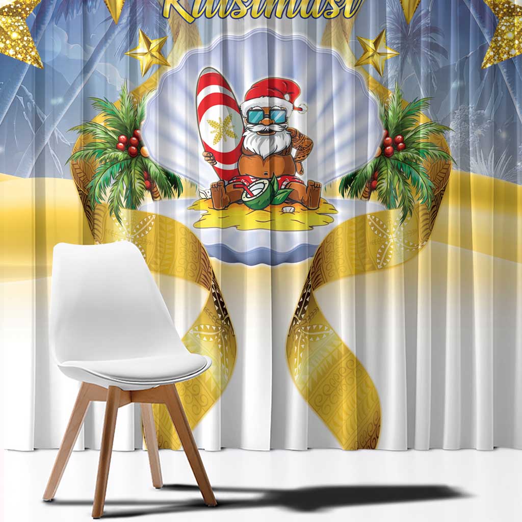 Niue Christmas Window Curtain Seashell Santa Beach Vibes - Polynesian Pride