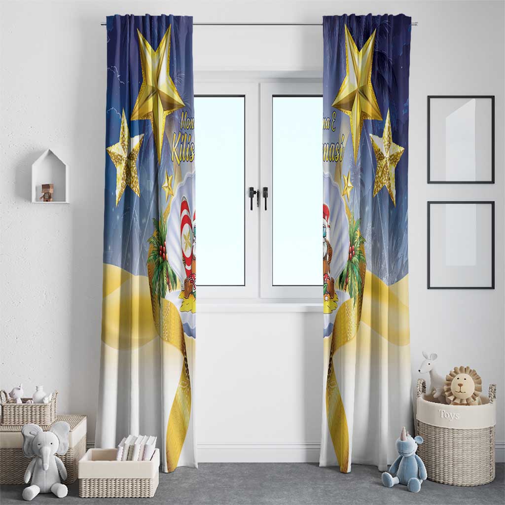 Niue Christmas Window Curtain Seashell Santa Beach Vibes - Polynesian Pride