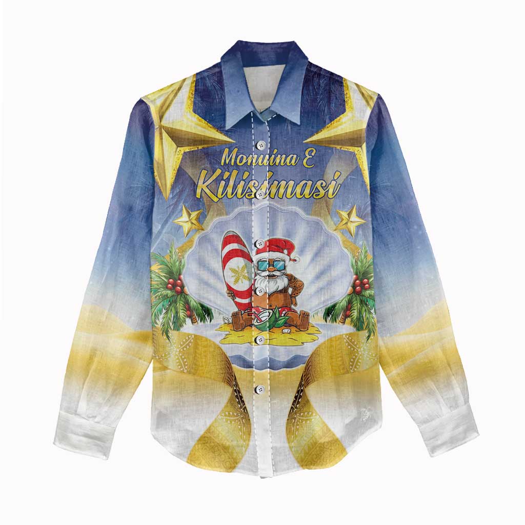 Niue Christmas Women Casual Shirt Seashell Santa Beach Vibes - Polynesian Pride